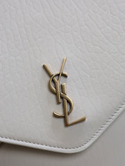 YSL 25S CASSANDRE ENVELOPE MESSENGER 35 IN BLANC VINTAGE LAMBSKIN GOLD HARDWRE