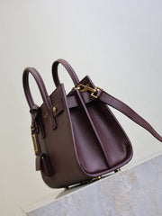 YSL 25S SAC DE JOUR 22 IN ROUGE CABERNET SUPPLE GRAINED CALFSKIN