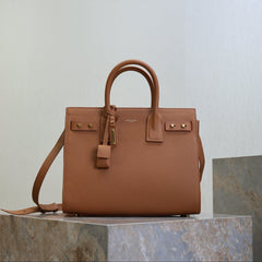 YSL 25S SAC DE JOUR GM 32 IN CHESTNUT BROWN SUPPLE GRAINED CALFSKIN