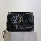 YSL 25S NIKI GM BAG 32 IN BLACK GLOSSY CALFSKIN GOLD HARDWARE