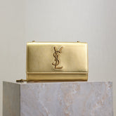 YSL 25S KATE BAG 20 IN GOLD METALLIC CALFSKIN GOLD HARDWARE