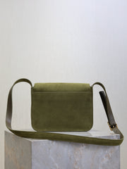 YSL 25S NIKI SATCHEL 22 IN BARLEY GREEN SUEDE GOLD HARDWRE
