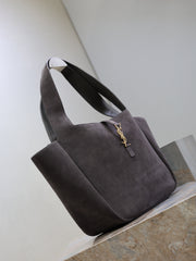 YSL 25S LE 5 À 7 BEA 50 IN DARK GRAY SUEDE GOLD HARDWRE