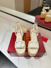 VLTN ESPADRILLE WEDGE SANDALS 25S 90 MM IN WHITE LAMBSKIN STYLE 12