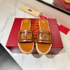 VLTN ESPADRILLE SLIDES 25S IN LIGHT BROWN LAMBSKIN STYLE 7