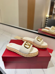 VLTN ESPADRILLE SLIDES 25S IN WHITE LAMBSKIN STYLE 3