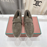 LP 25S SUMMER CHARMS WALK LOAFERS IN CHARCOAL BROWN SUEDE AND FLEECE