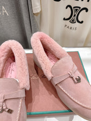 LP 25S SUMMER CHARMS WALK LOAFERS IN BABY PINK SUEDE AND FLEECE