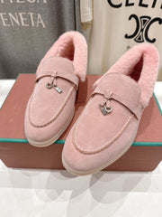 LP 25S SUMMER CHARMS WALK LOAFERS IN BABY PINK SUEDE AND FLEECE