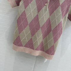 Gucci 25 Short-sleeved Knitted Sweater Pink Wool