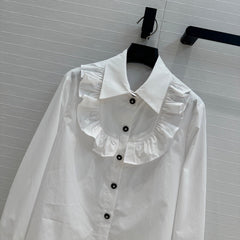 CC 25 Lace Collor Shirt White Cotton