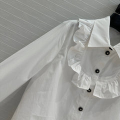 CC 25 Lace Collor Shirt White Cotton