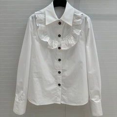 CC 25 Lace Collor Shirt White Cotton