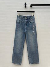 CC 25 Embroidered Pant Blue Denim Cotton
