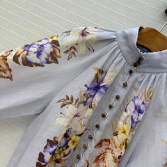 ZIMMER MULTICOLORED FLORAL SHIRT ON LAVENDER GREY BASE