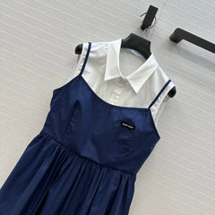 MIUMIU FAUX TWO-PIECE DRESS WITH STRAPS 268351