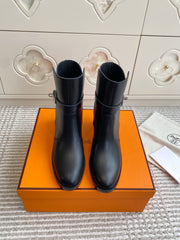 HM 25S FRENCHIE 50 ANKLE BOOT 50 MM IN BLACK LAMBSKIN WITH SILVER HARDWARE