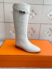 HM 25S JUMPING BOOTS IN WHITE LAMBSKIN WITH SILVER HARDWARE