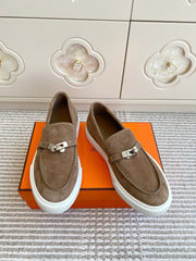 HM 25S SLIP-ON IN BROWN SUEDE WITH SILVER HARDWARE