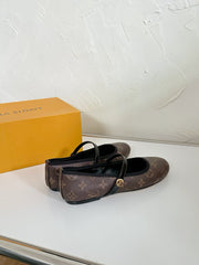 ROMY FLAT BALLERINA IN BROWN MONOGRAM CALFSKIN