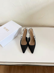 J'ADIOR SLINGBACK PUMP BLACK TECHNICAL FABRIC 10 CM