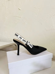 J'ADIOR SLINGBACK PUMP BLACK TECHNICAL FABRIC 10 CM