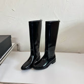 HUNT BOOTS IN BLACK GLAZED CALFSKIN