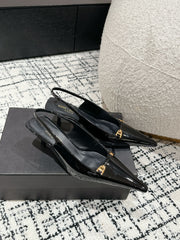 SL CARINE SLINGBACKS PUMP 45 BLACK CALFSKIN