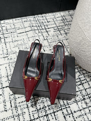 SL CARINE SLINGBACKS PUMP 45 BERRY CALFSKIN