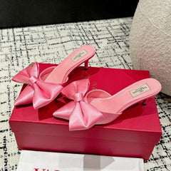 HIGH MULE IN ROUGH PINK SILK