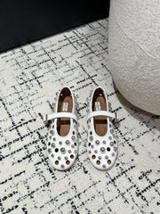 ALAIA PEARL MARY JANE SHOES IN WHITE LAMBSKIN