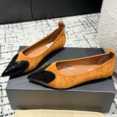 ALAIA PUMP 1 CM IN COPPER BROWN SUEDE MIX BLACK CALFSKIN