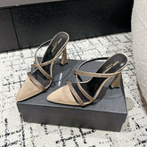 HIGH CRYSTAL STRAP SANDALS IN BOUTIQUE BEIGE SILK