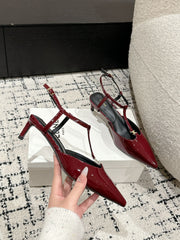 KITTEN T-BAR STRAP PUMP 5 CM IN RUBY RED PATENT CALFSKIN