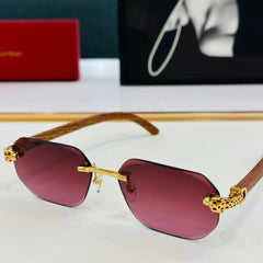 PANTHÈRE RIMLESS OVAL FRAME SUNGLASSES 543637 IN METAL