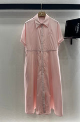 MIUMIU LIGHT PINK DRESS WITH DRAWSTRING WAIST