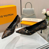 6AM HIGH HEELS 55 MM IN CHOCOLATE BROWN MONOGRAM LAMBSKIN