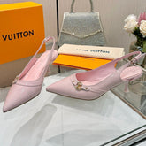 6AM SLINGBACK HIGH HEELS 55 MM IN LIGHT PINK PATENT LAMBSKIN