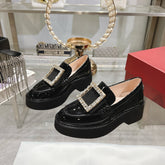 VIV' RANGERS LOAFERS IN BLACK PATENT CALFSKIN CRYSTAL BUCKLE