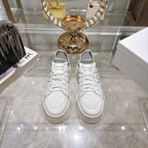 CD STAR SNEAKER 4CM IN WHITE MESH FABRIC BLACK STRIPE COLLAR DETAIL