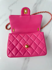 CC SMALL 20 FLAP BAG IN DEEP PINK CALFSKIN