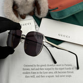 LOW NOSEBRIDGE FIT RECTANGULAR SUNGLASSES G0203 IN METAL