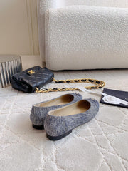 BALLET FLATS IN PIGEON BLUE DENIM