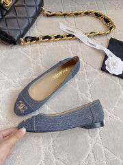 BALLET FLATS IN AEGEAN BLUE DENIM