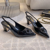 HIGH SLINGBACKS 65 MM IN BLACK PATENT CALFSKIN