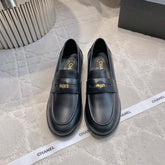 CHANEL 25S MOCCASINS IN BLACK CALFSKIN GOLD HARDWARE