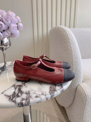 CHANEL 25S MARY JANE IN BLACK AND ROSEWOOD CALFSKIN GOLD HARDWARE