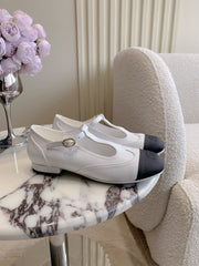 CHANEL 25S MARY JANE IN BLACK AND WHITE CALFSKIN GOLD HARDWARE