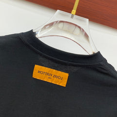 LV T-SHIRT COLORFUL LOGO IN BLACK COTTON 238877