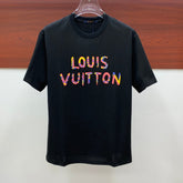 LV T-SHIRT COLORFUL LOGO IN BLACK COTTON 238877